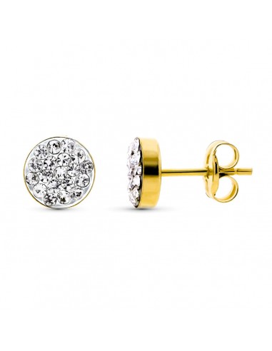 18K PENDIENTES ORO BICOLOR CIRCONITA CIERRE PRESION