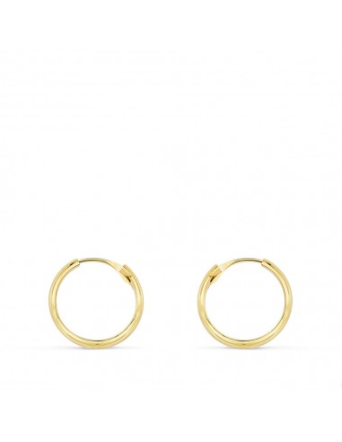 18K AROS HUECOS ORO AMARILLO MEDIA CAÑA LIGEROS.14X3 MM