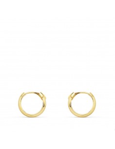 18K AROS HUECOS ORO AMARILLO MEDIA CAÑA LIGEROS. 10X2 MM