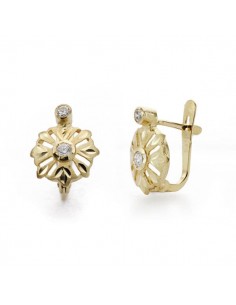 18K PENDIENTES CUBANAS NIÑA CIRCONITA ORO AMARILLO 11X9 MM CIERRE CATALAN