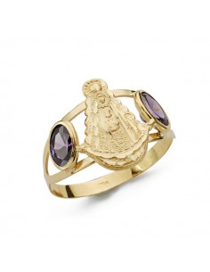 18K SORTIJA VIRGEN ROCIO, PIEDRAS COLOR.