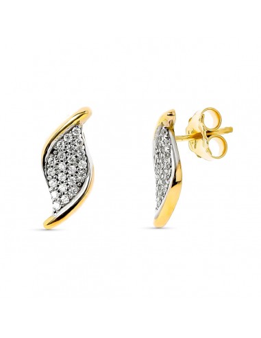 18K PENDIENTES ORO BICOLOR CIRCONITA PRESION