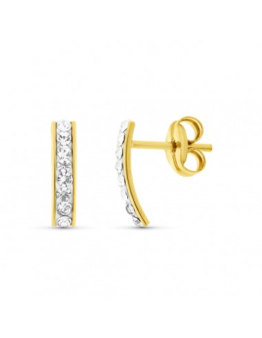 18K PENDIENTES ORO AMARILLO CIRCONITA 9X2 MM CIERRE PRESION