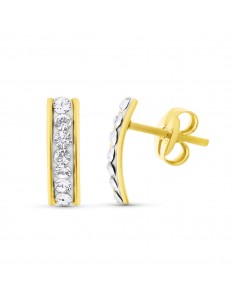 18K PENDIENTES ORO AMARILLO CIRCONITA 9X2.5 MM CIERRE PRESION