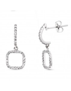 18K PENDIENTES LARGO ORO BLANCO. 19 X 8 MM CIERRE PRESION