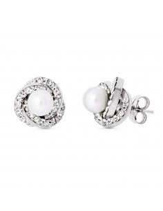 18K PENDIENTES ORO BLANCO NUDO PERLA 9X9 MMCIERRE PRESION