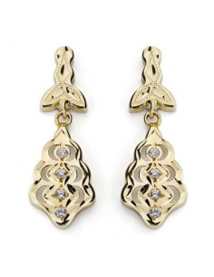 18K PENDIENTES CUBANAS CIRCONITA ORO AMARILLO 27X9 MM CIERRE CATALAN