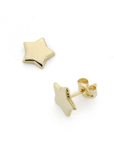 18K PENDIENTES ORO AMARILLO ESTRELLA 8 MM CIERRE PRESION