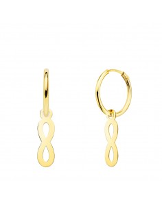 18K AROS ORO AMARILLO TUBO CON COLGANTE INFINITO 12X4 MM ARO 12X1.5 MM
