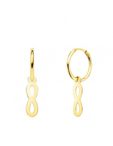 18K AROS ORO AMARILLO TUBO CON COLGANTE INFINITO 12X4 MM ARO 12X1.5 MM