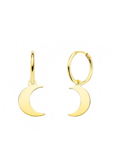 18K AROS ORO AMARILLO TUBO CON LUNA LISA 11X9 MM ARO 12X1.5 MM