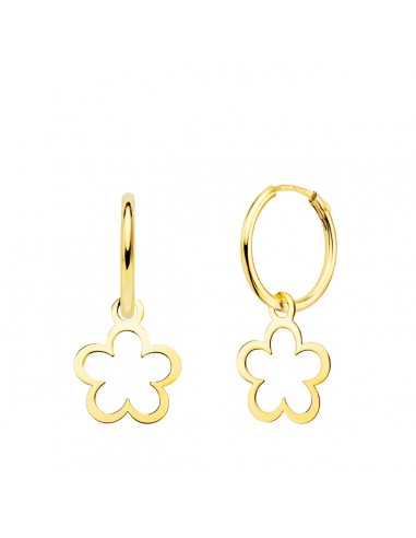 18K AROS ORO AMARILLO TUBO CON MARGARITA 10X10 MM ARO 12X1.5 MM