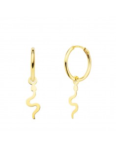 18K AROS ORO AMARILLO TUBO CON SERPIENTE LISA 12X5 MM ARO 12X1.5 MM