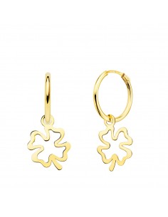 18K AROS ORO AMARILLO TUBO CON TREBOL 11X9 MM ARO 12X1.5 MM