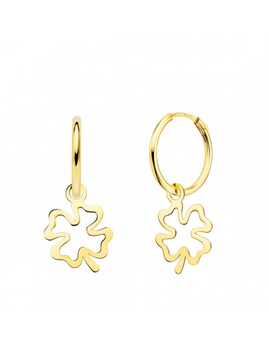 18K AROS ORO AMARILLO TUBO CON TREBOL 11X9 MM ARO 12X1.5 MM