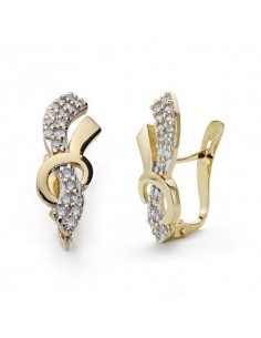 18K PENDIENTES ORO BICOLOR CIRCONITA 18X7 MM CIERRE CATALAN