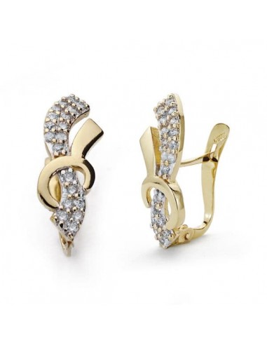 18K PENDIENTES ORO BICOLOR CIRCONITA 18X7 MM CIERRE CATALAN