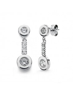 18K PENDIENTES ORO BLANCO CIRCONITA 21X7 MM CIERRE PRESION