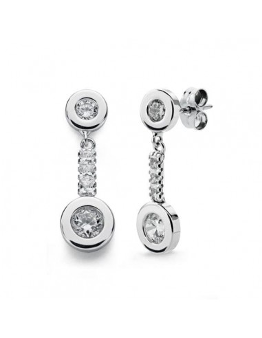 18K PENDIENTES ORO BLANCO CIRCONITA 21X7 MM CIERRE PRESION