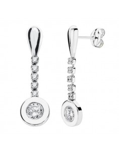 18K PENDIENTES ORO BLANCO CIRCONITA 25X7 MM CIERRE PRESION