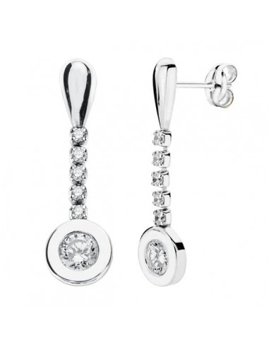 18K PENDIENTES ORO BLANCO CIRCONITA 25X7 MM CIERRE PRESION