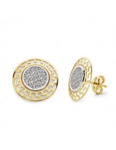 18K PENDIENTES CIRCONITA BICOLOR 12 MM CIERRE PRESION