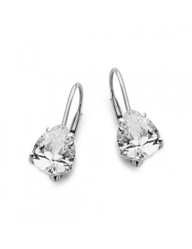 18K PENDIENTES CIRCONITA PERA ORO BLANCO 20X7 MM CIERRE GANCHO