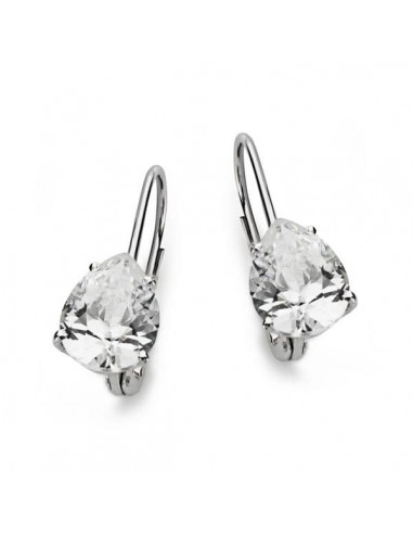 18K PENDIENTES CIRCONITA PERA ORO BLANCO 21X8 MM CIERRE GANCHO