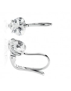 18K PENDIENTES ORO BLANCO PIEDRA CORAZON 7X7 MM CIERRE GANCHO