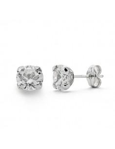 18K PENDIENTES ORO BLANCO GARRAS CIRCONITA 6X6 MM