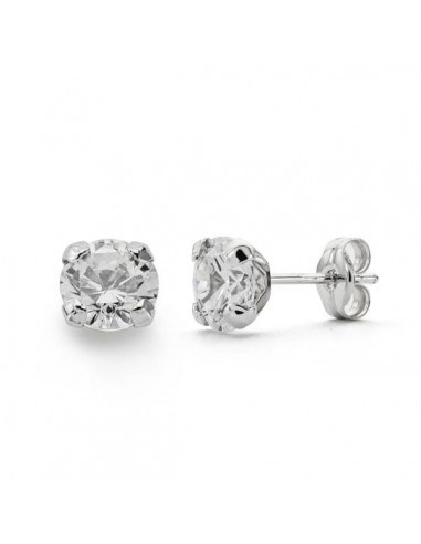 18K PENDIENTES ORO BLANCO GARRAS CIRCONITA 6X6 MM