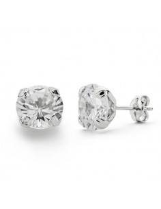 18K PENDIENTES ORO BLANCO GARRAS CIRCONITA 7.5 MM CIERRE PRESION