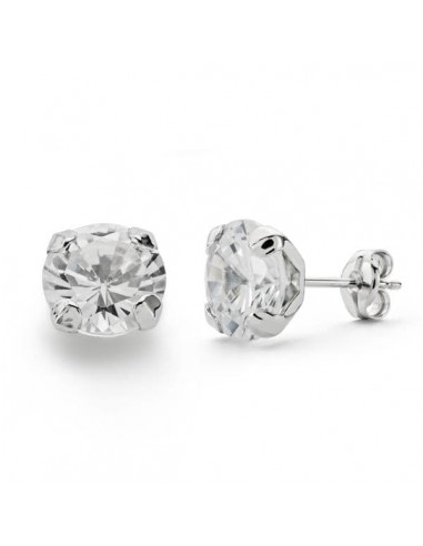 18K PENDIENTES ORO BLANCO GARRAS CIRCONITA 7.5 MM CIERRE PRESION