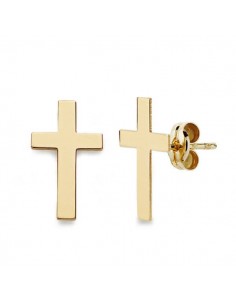 18K PENDIENTES CRUZ ORO AMARILLO 12X7 MM CIERRE PRESION