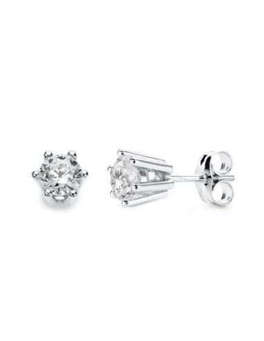 18K PENDIENTES GARRAS ORO BLANCO 5.5X5.5 MM CIERRE PRESION