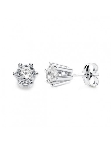 18K PENDIENTES GARRAS ORO BLANCO 6X6 MM CIERRE PRESION
