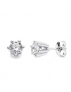 18K PENDIENTES GARRAS ORO BLANCO 6.5X6.5 MM CIERRE PRESION