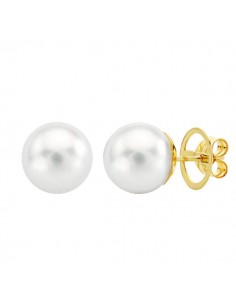 18K PENDIENTES PERLA AUSTRALIANA ORO AMARILLO 10.5 A 11 MM CIERRE PRESION
