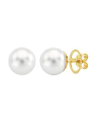 18K PENDIENTES PERLA AUSTRALIANA ORO AMARILLO 10.5 A 11 MM CIERRE PRESION