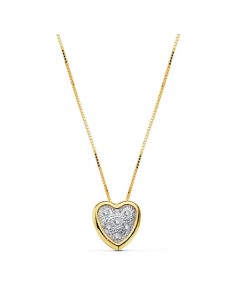 18K COLGANTE CORAZON CADENA ORO BICOLOR 42CM