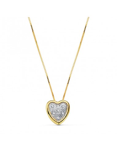 18K COLGANTE CORAZON CADENA ORO BICOLOR 42CM
