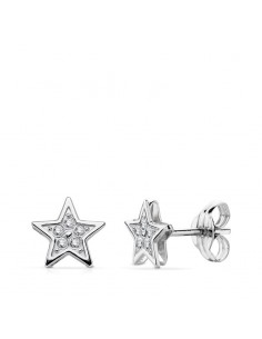 18K PENDIENTES ORO BLANCO ESTRELLA 6.5X6.5 MM CIERRE PRESION