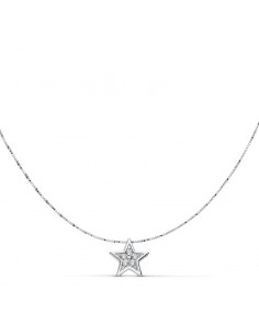 18K COLGANTE ESTRELLA ORO BLANCO 6X6 MM. LARGO CADENA 42CM