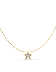 18K GARGANTILLA ESTRELLA ORO BICOLOR 6X6 MM CADENA 42CM