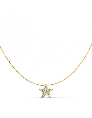 18K GARGANTILLA ESTRELLA ORO BICOLOR 6X6 MM CADENA 42CM