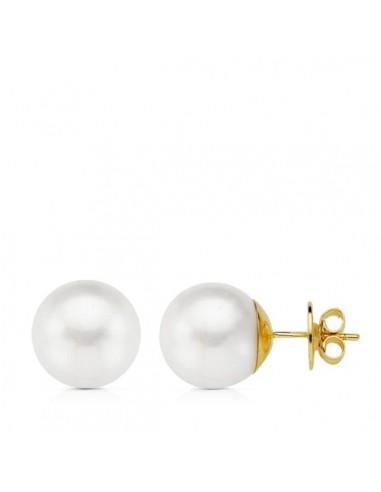 18K PENDIENTES PERLA AUSTRALIANA ORO AMARILLO 11.5-12 MM CIERRE PRESION
