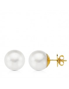 18K PENDIENTES PERLA  AUSTRALIANA ORO AMARILLO 12-12.5 MM CIERRE PRESION