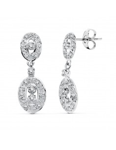 18K PENDIENTES ORO BLANCO CIRCONITA CIERRE PRESION