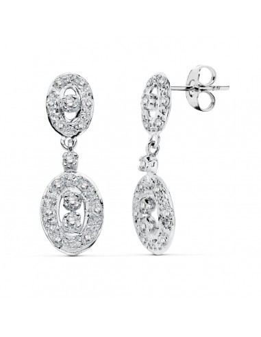 18K PENDIENTES ORO BLANCO CIRCONITA CIERRE PRESION