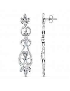 18K PENDIENTES ORO BLANCO CIRCONITA PRESION